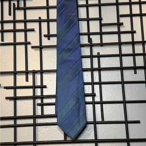 Boss Navy and Green Striped Tie